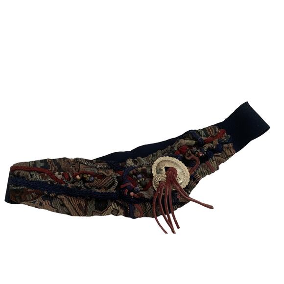 Custom Handmade 1980 Tapestry Concho Southwestern Adjustable Belt Navy main image 5